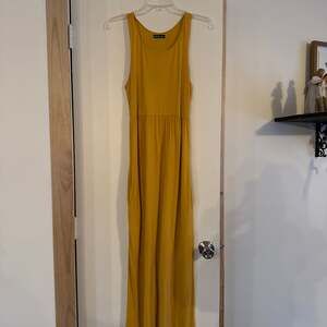 Heimish USA Mustard Yellow Sleeveless Maxi Dress with Pockets - Size M